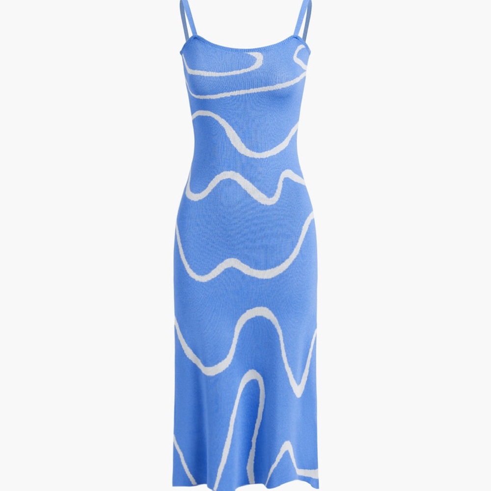 Blue and White Midi Dress